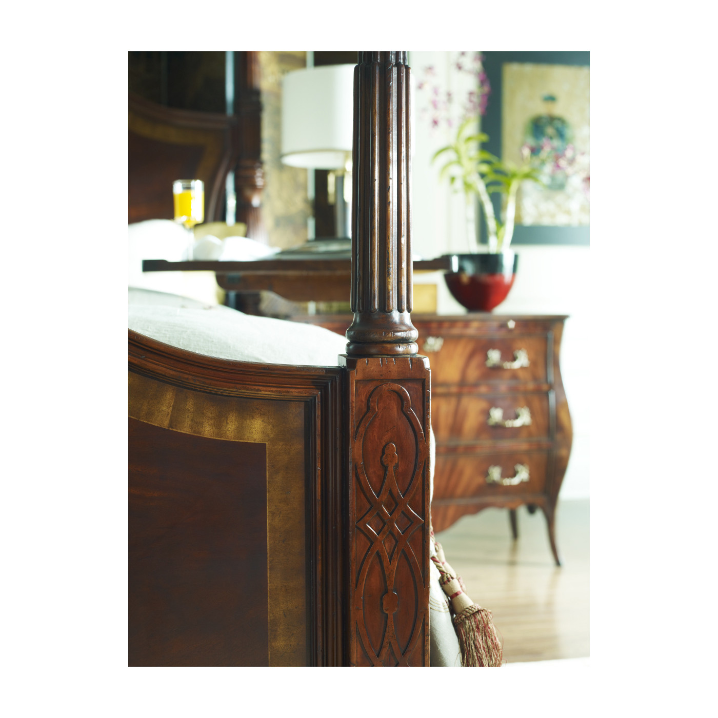 Four Poster Mahogany UK Queen Bed