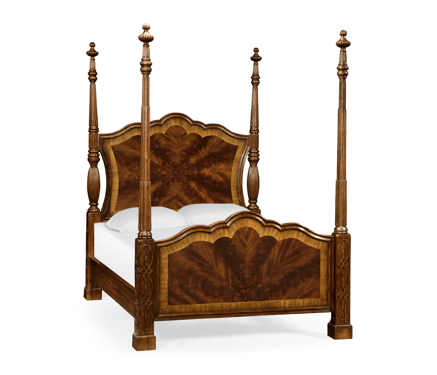Four Poster Mahogany UK Queen Bed