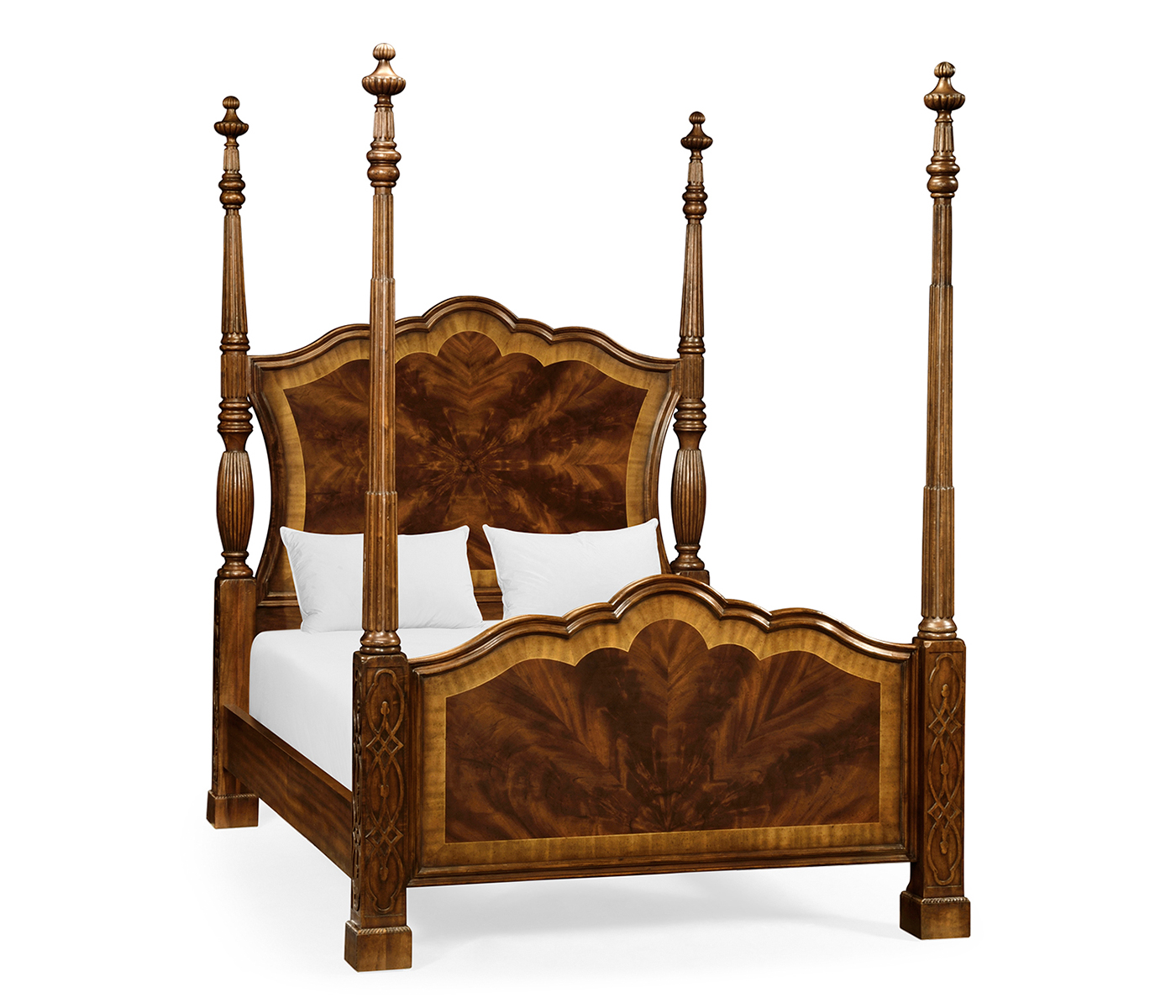 Four Poster Mahogany UK Queen Bed