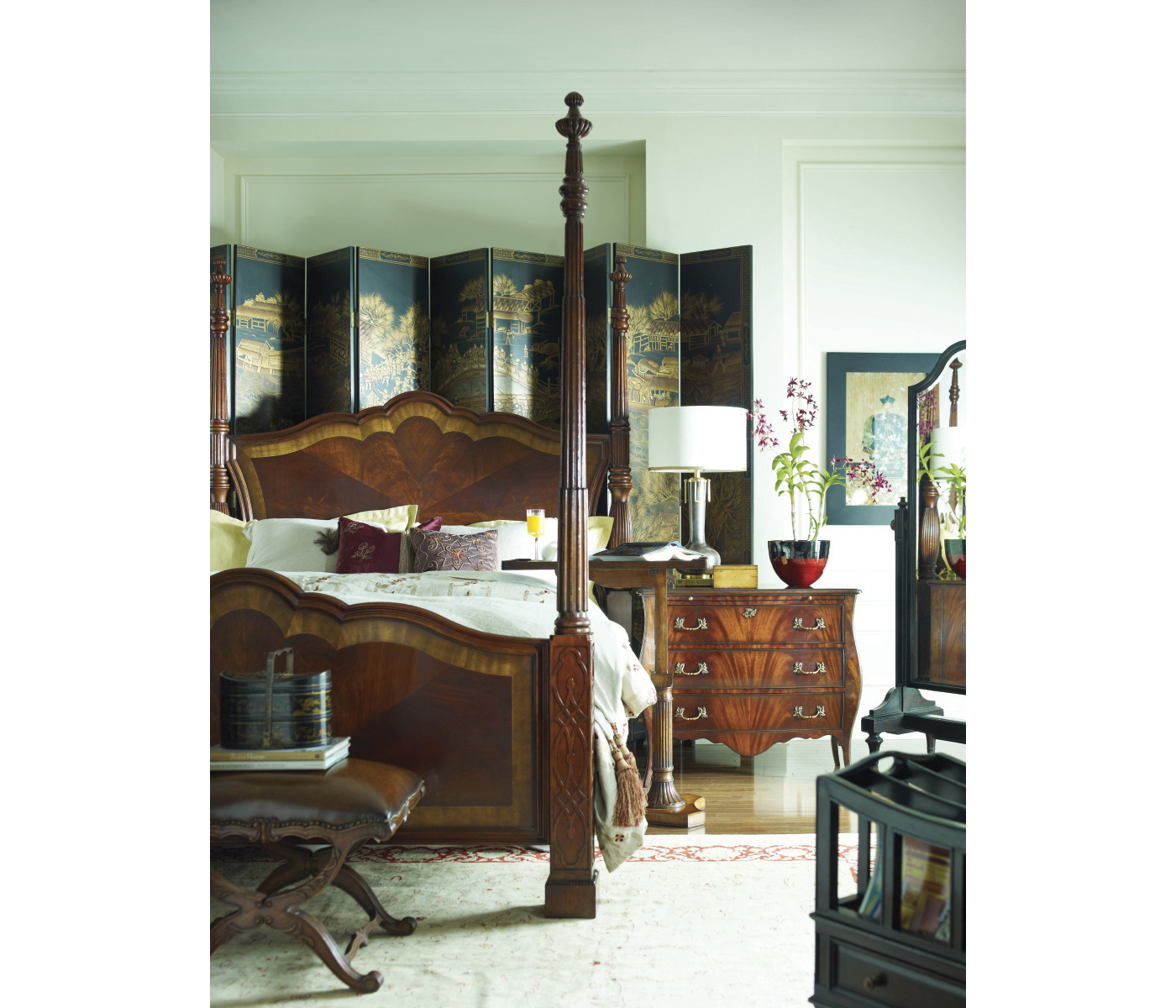 Four Poster Mahogany US Queen Bed