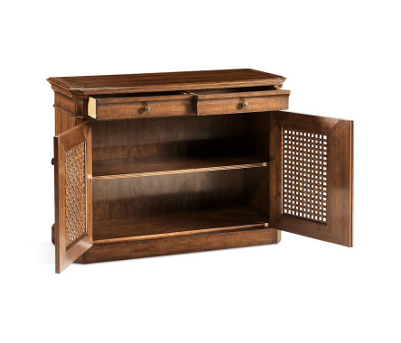 Latticework Walnut Side Cabinet