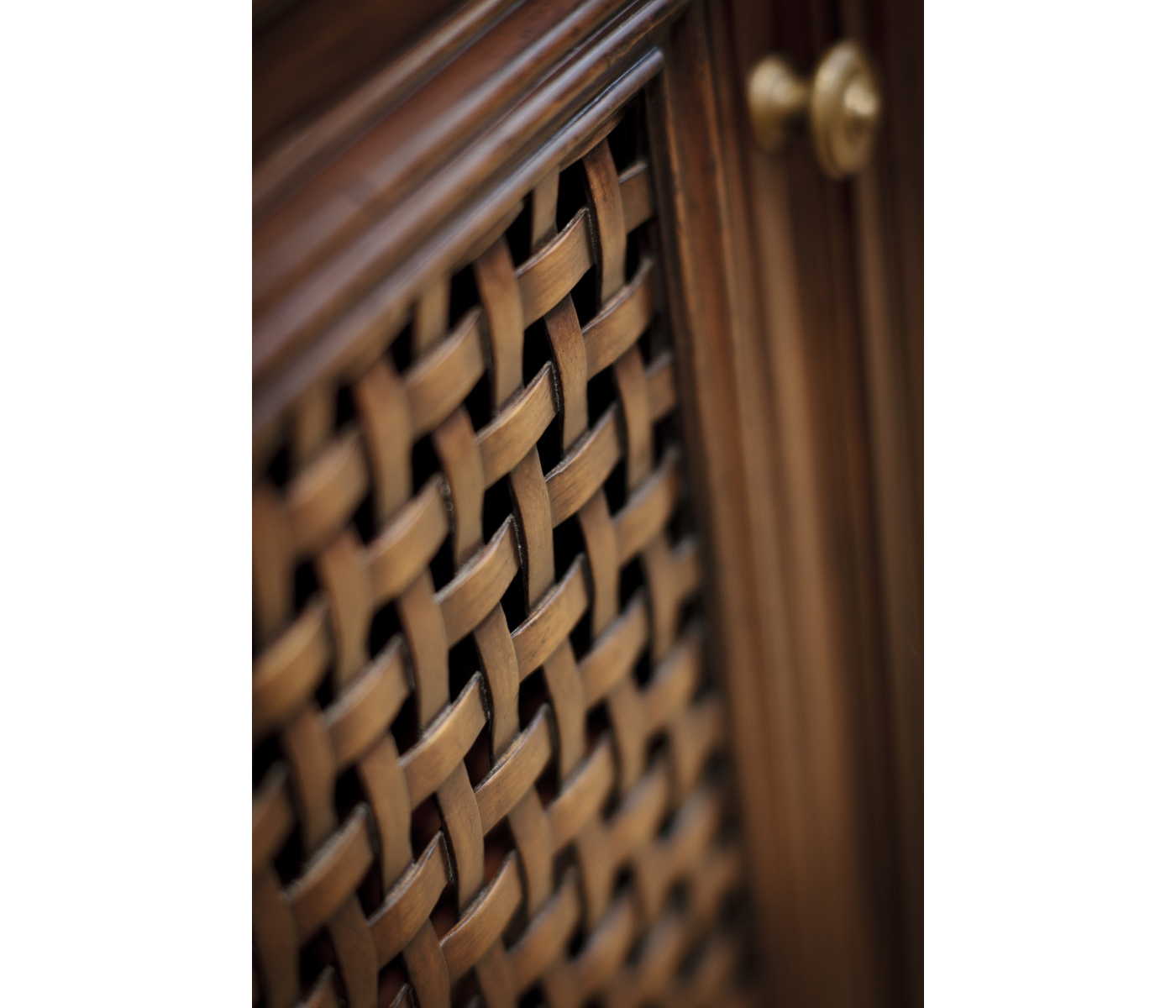 Latticework Walnut Side Cabinet