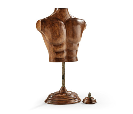 Large Male Wooden Mannequin & Torso on Stand
