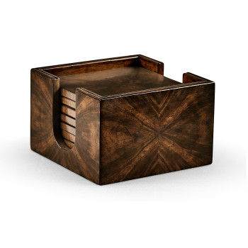 Square Dark Walnut Open Drinks Coasters Box