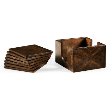 Square Dark Walnut Open Drinks Coasters Box