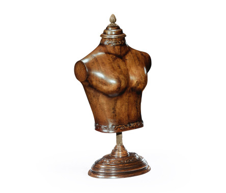 Small Female Wooden Mannequin & Torso on Stand