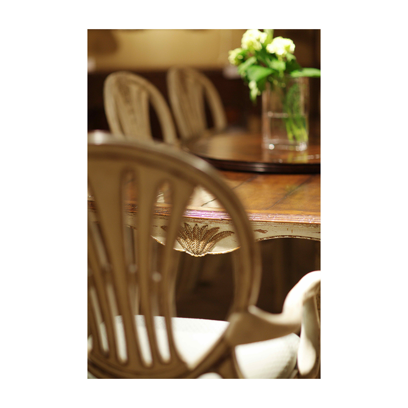 White Rub-Through Dining Table 92