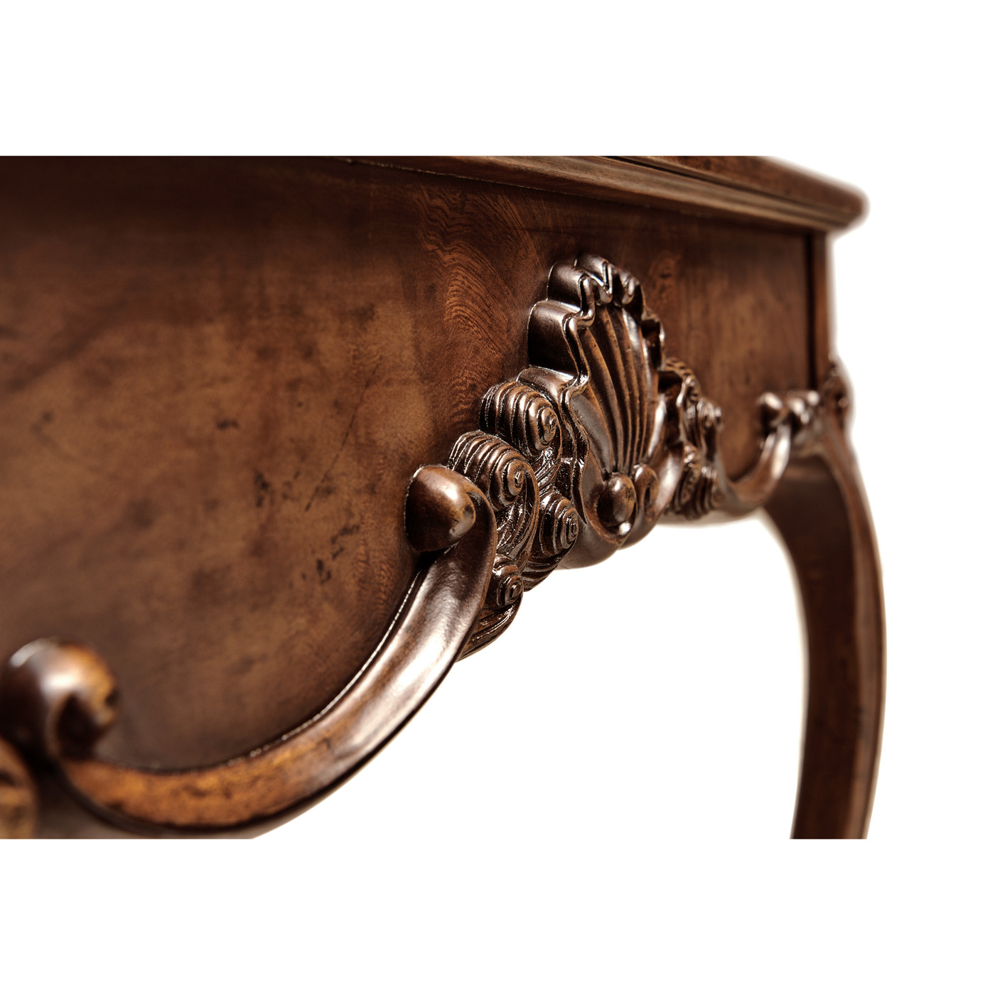 Mahogany Four Legged Square Side Table Scallop Shells