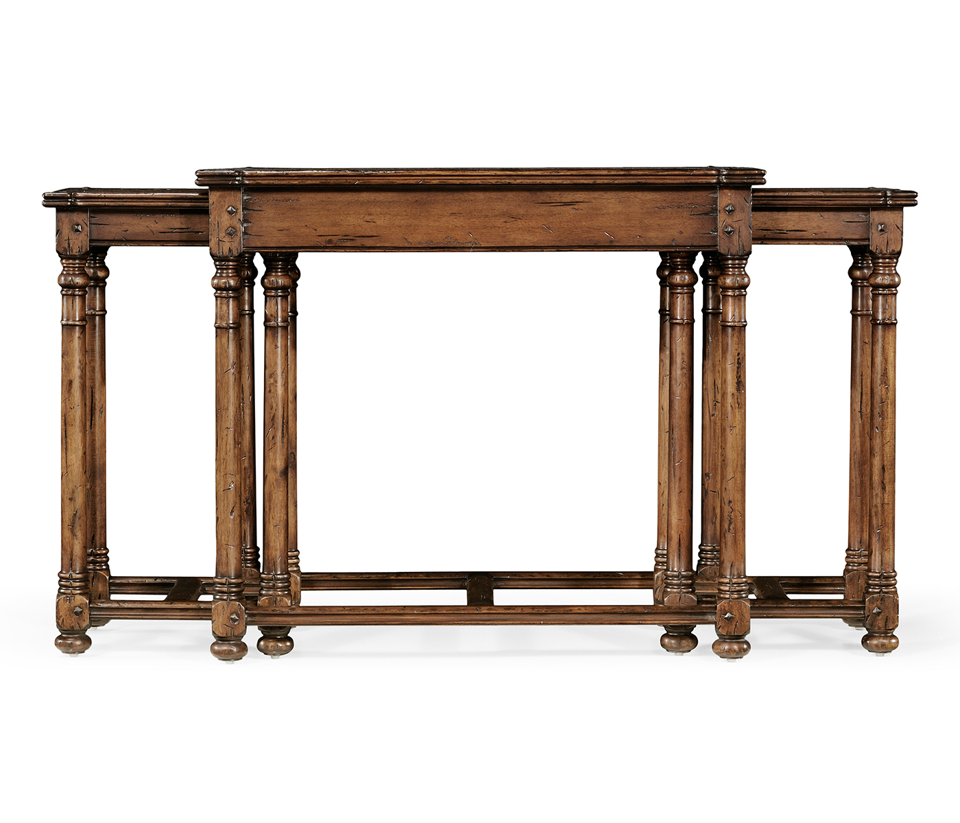 Walnut Oyster Parquet Nest of Tables