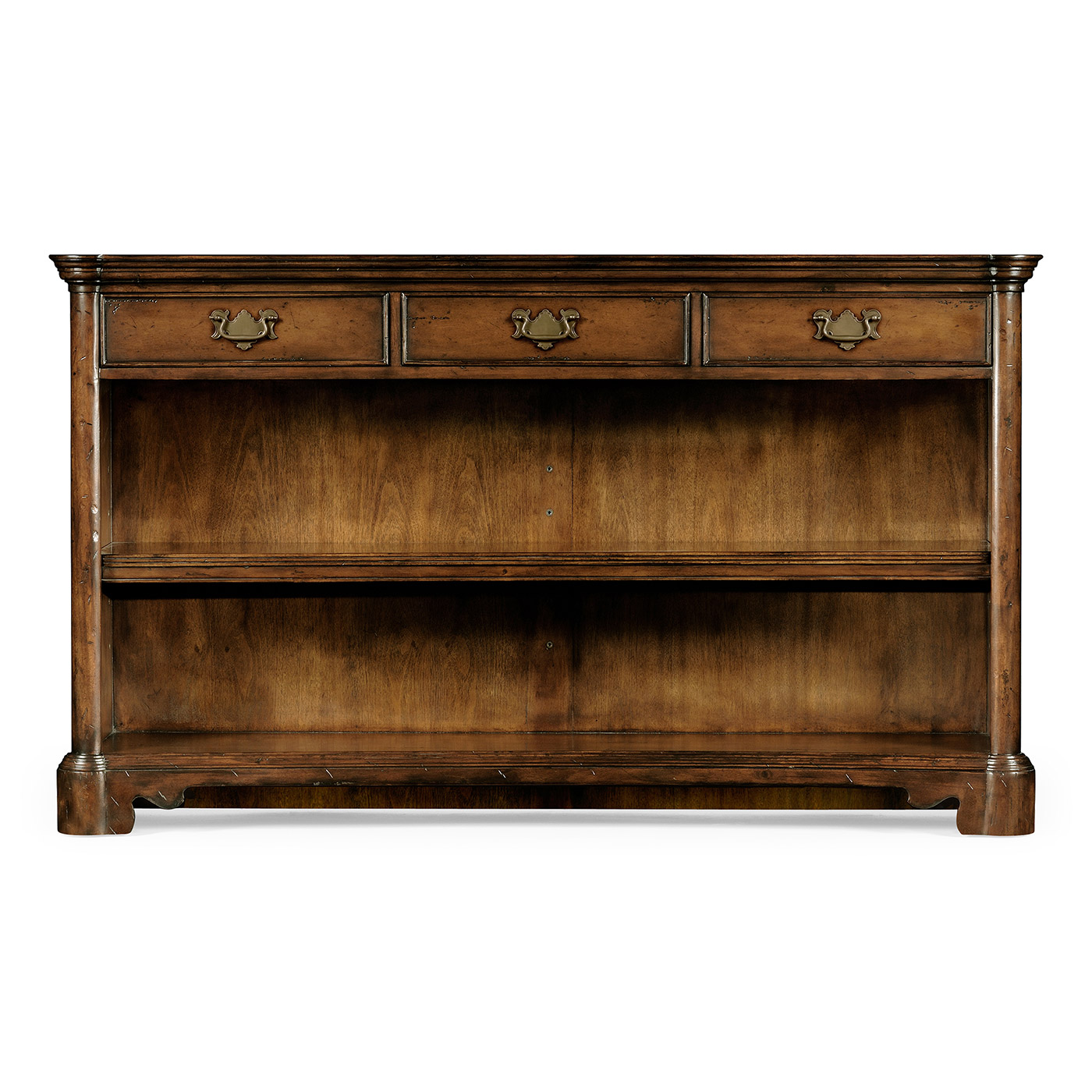 Low Walnut Open Bookcase