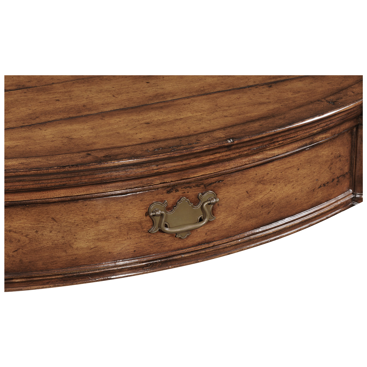 Walnut demilune console with bracket feet