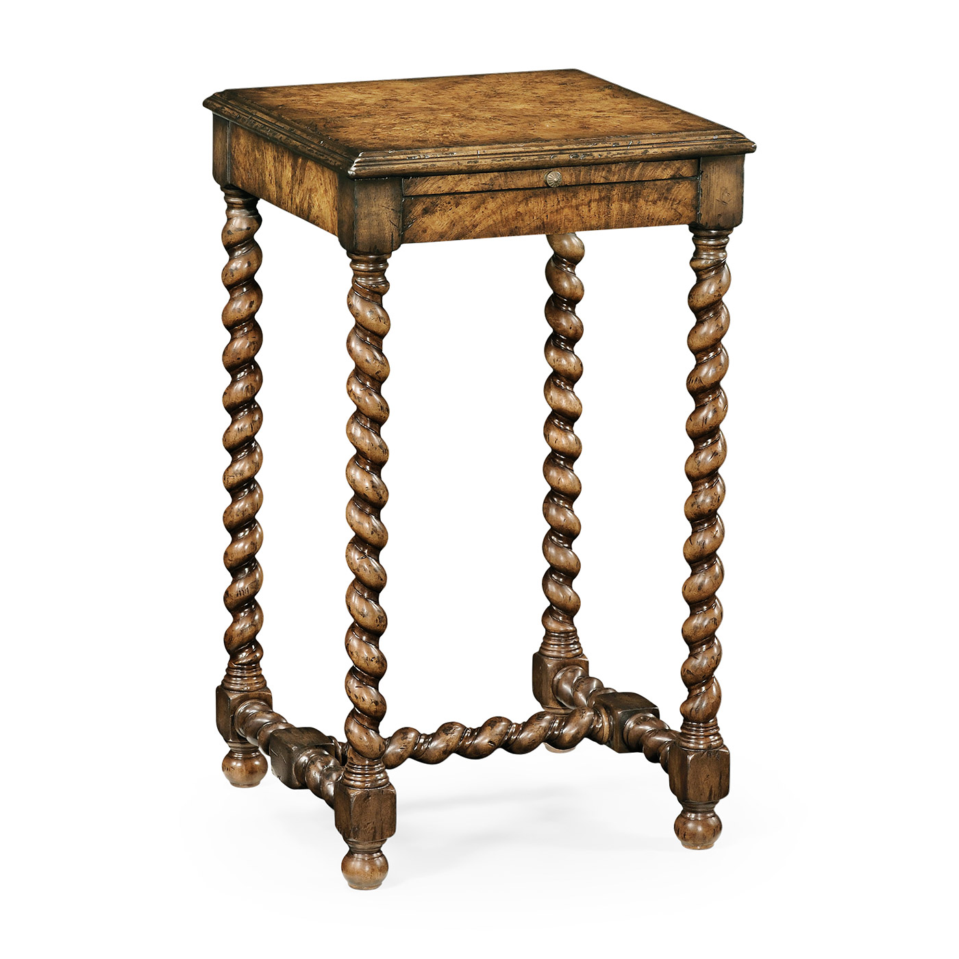 Walnut lamp table with twisted legs