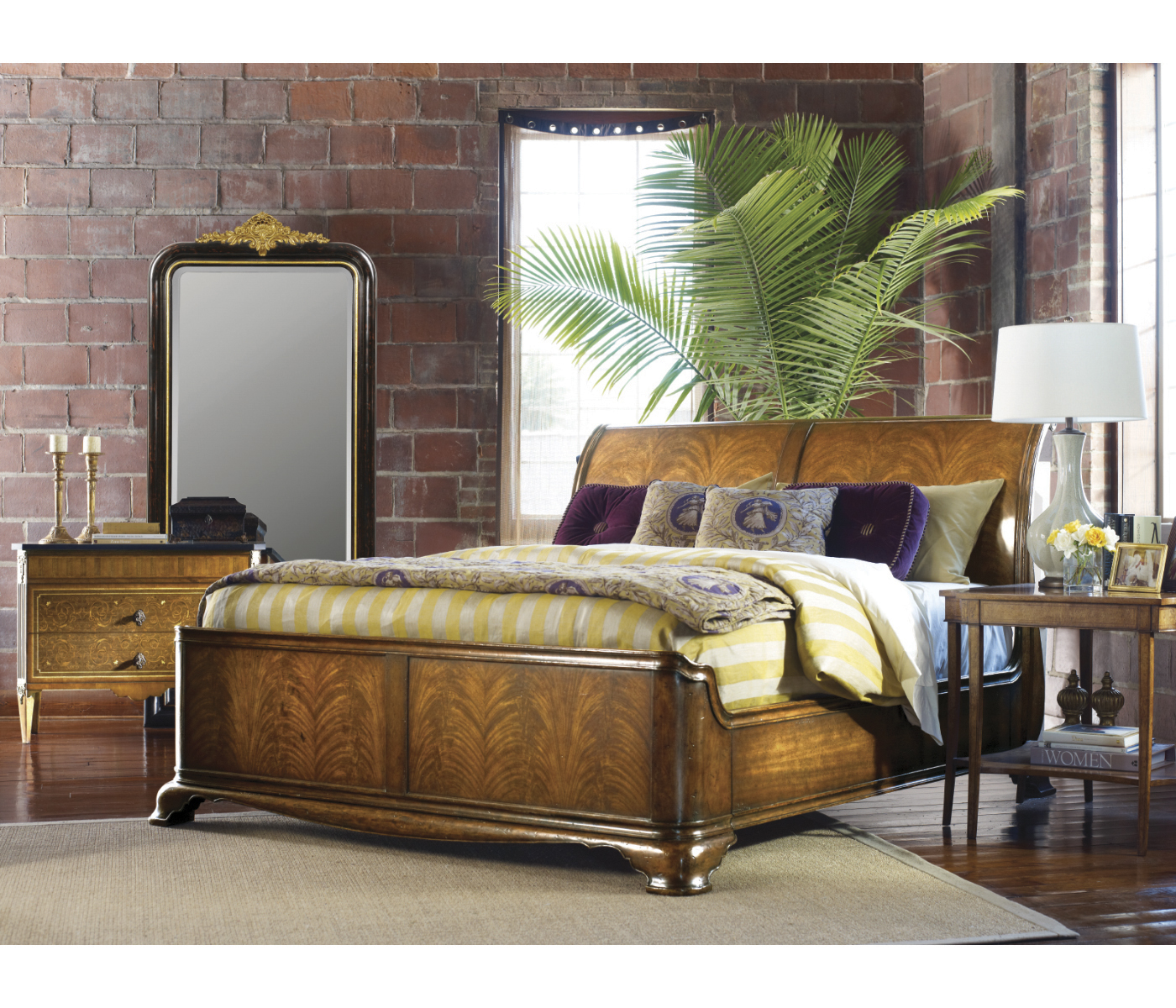 Walnut Sleigh Cali King Bed