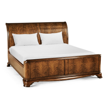 Walnut Sleigh UK King Bed