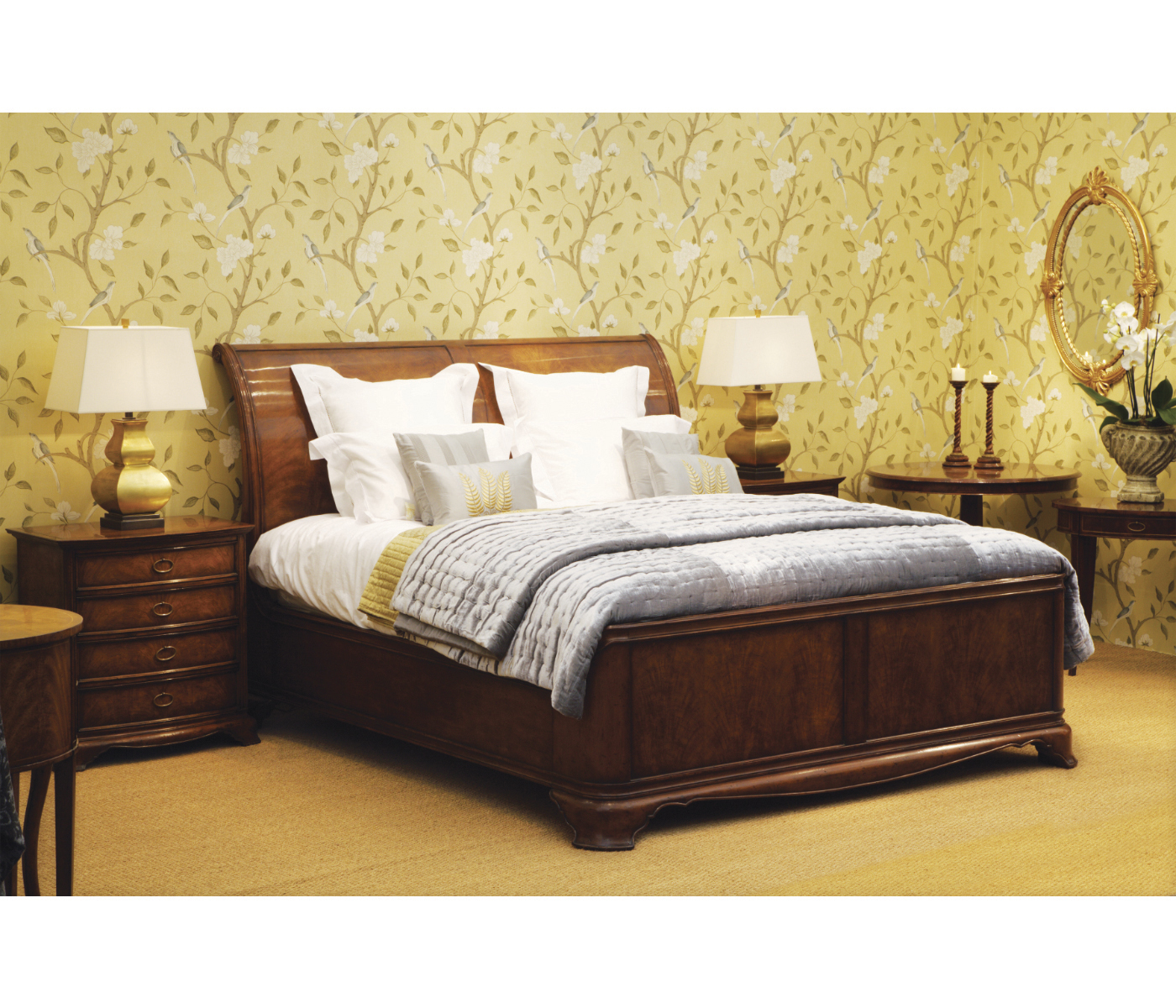 Walnut Sleigh UK King Bed