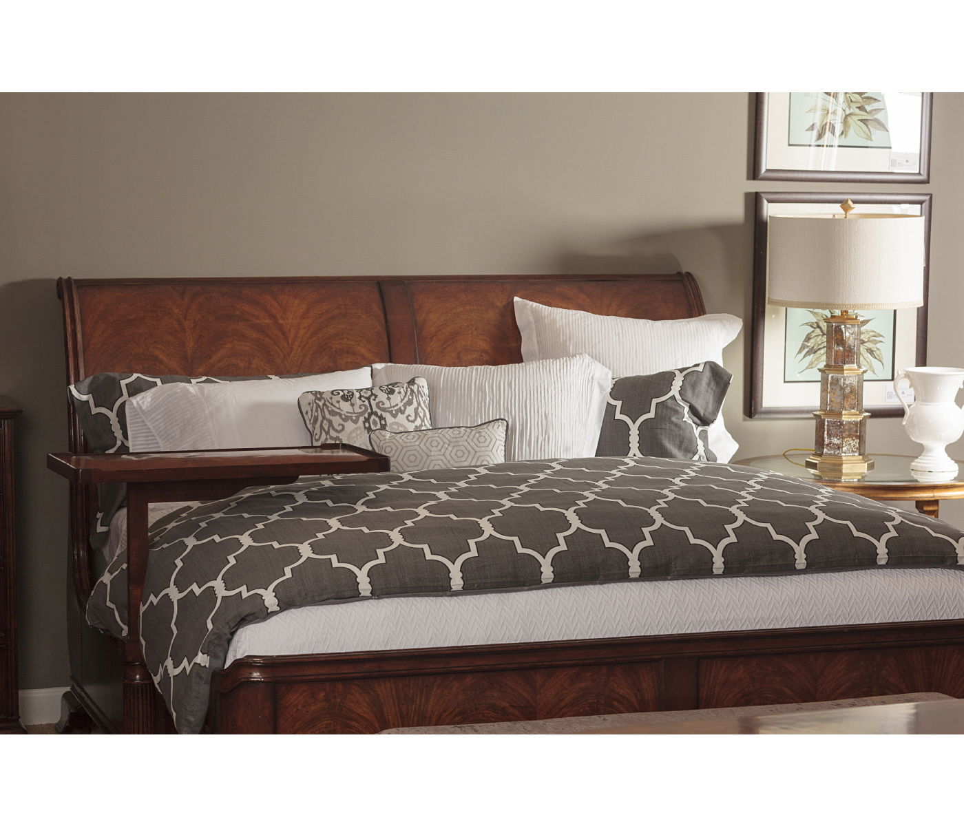 Walnut Sleigh UK King Bed