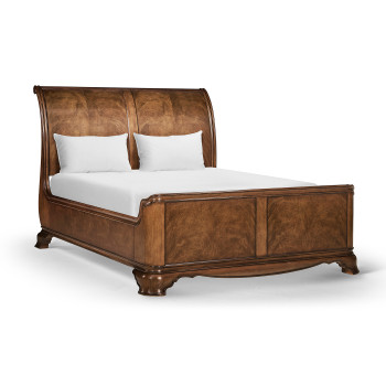 Walnut Sleigh UK Queen Bed