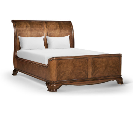 Walnut Sleigh UK Queen Bed