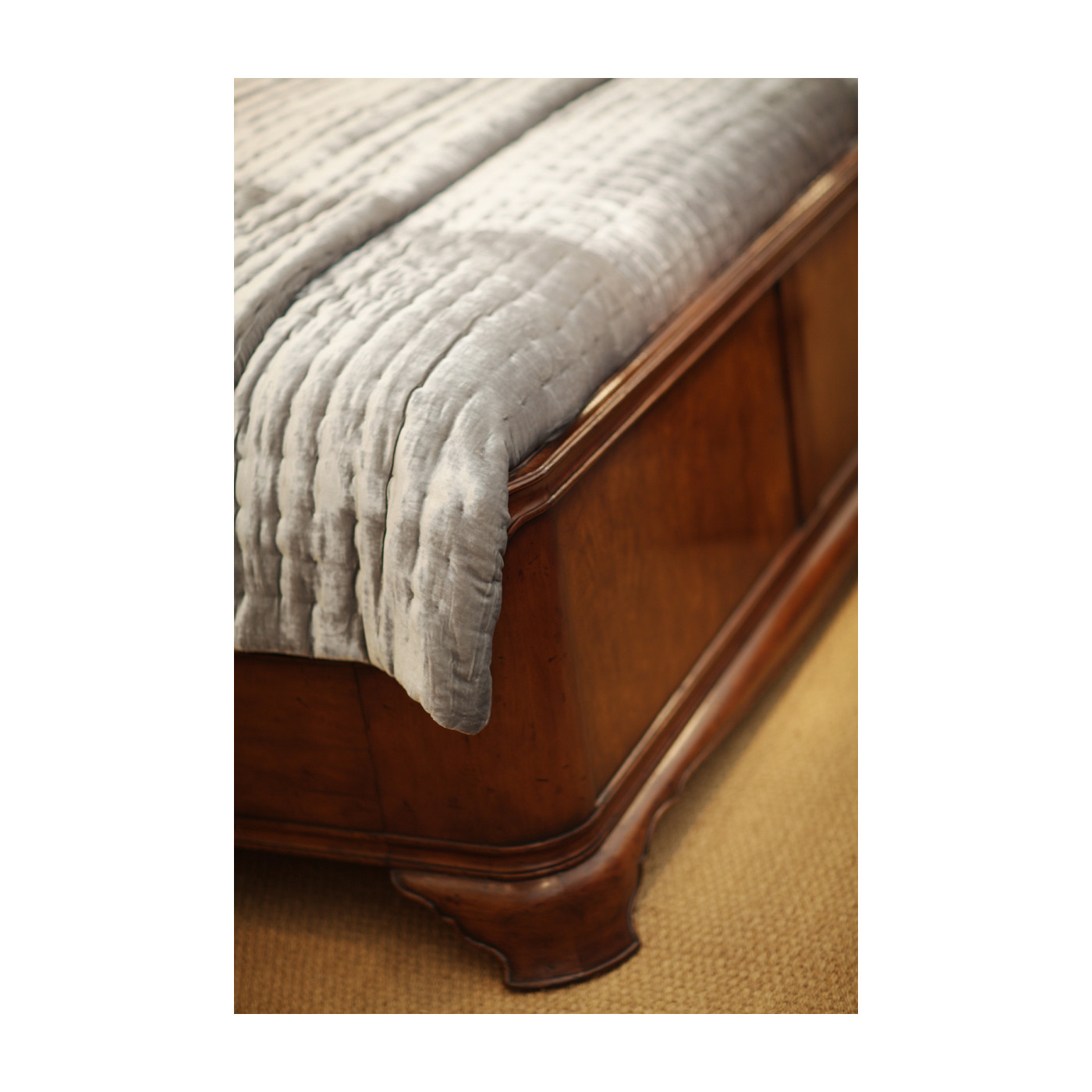 Walnut Sleigh UK Queen Bed