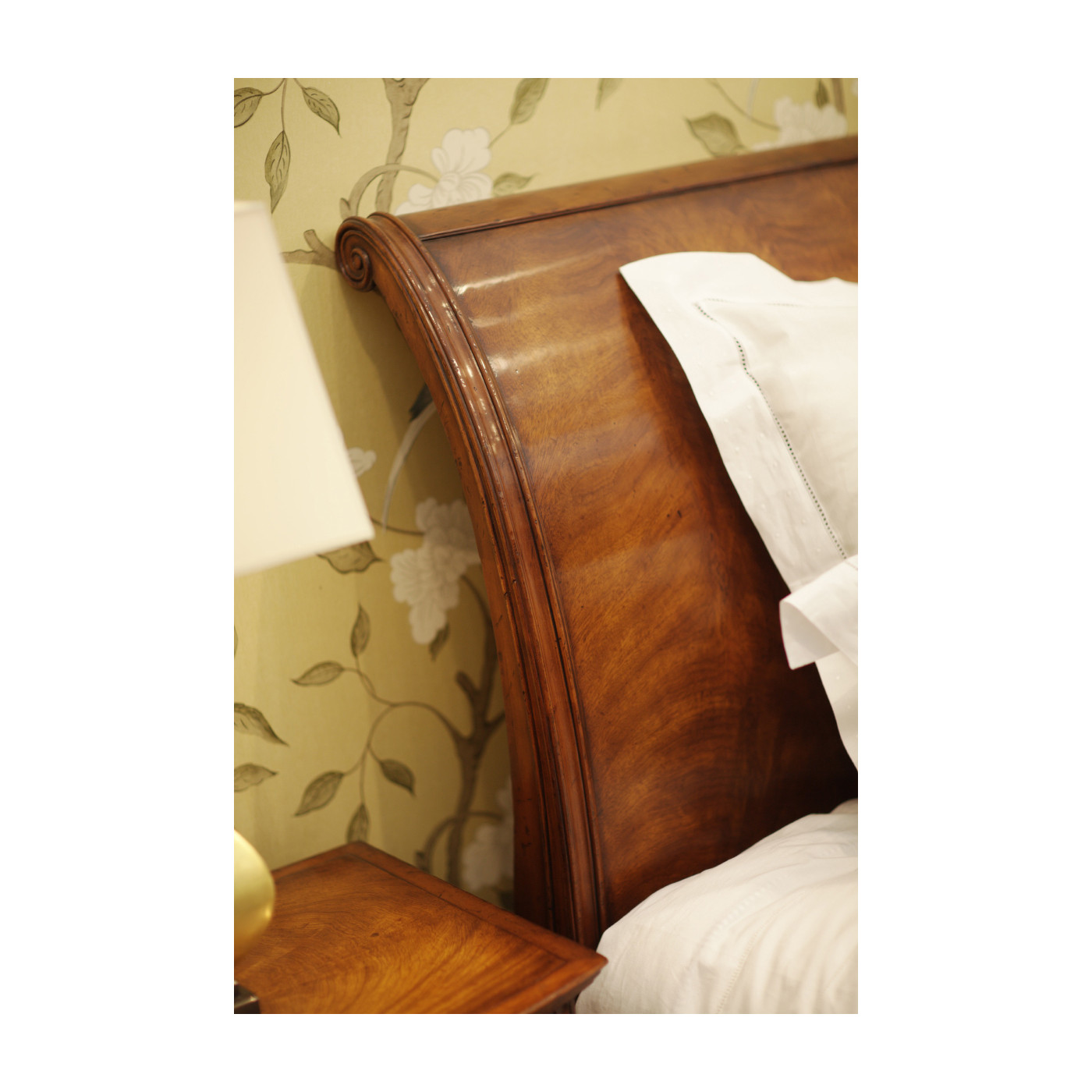 Walnut Sleigh UK Queen Bed