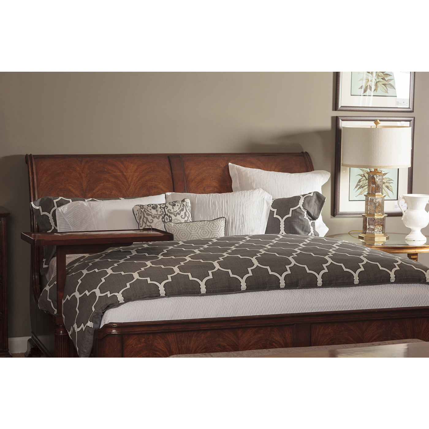 Walnut Sleigh UK Queen Bed