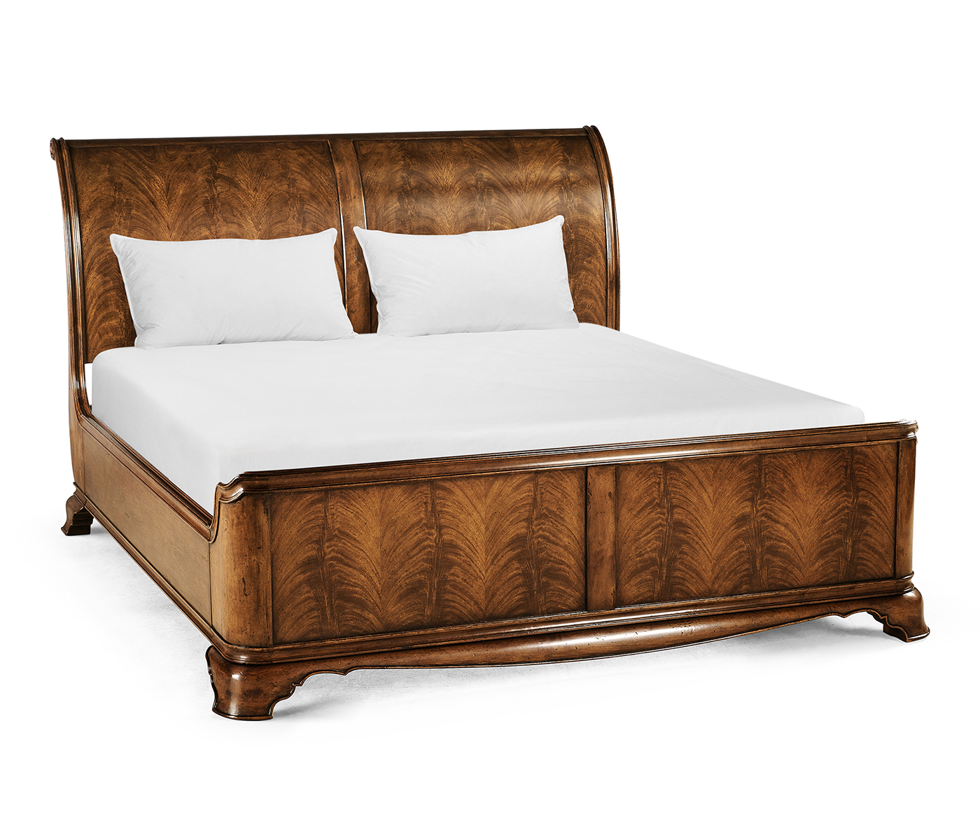 Walnut Sleigh US Queen Bed