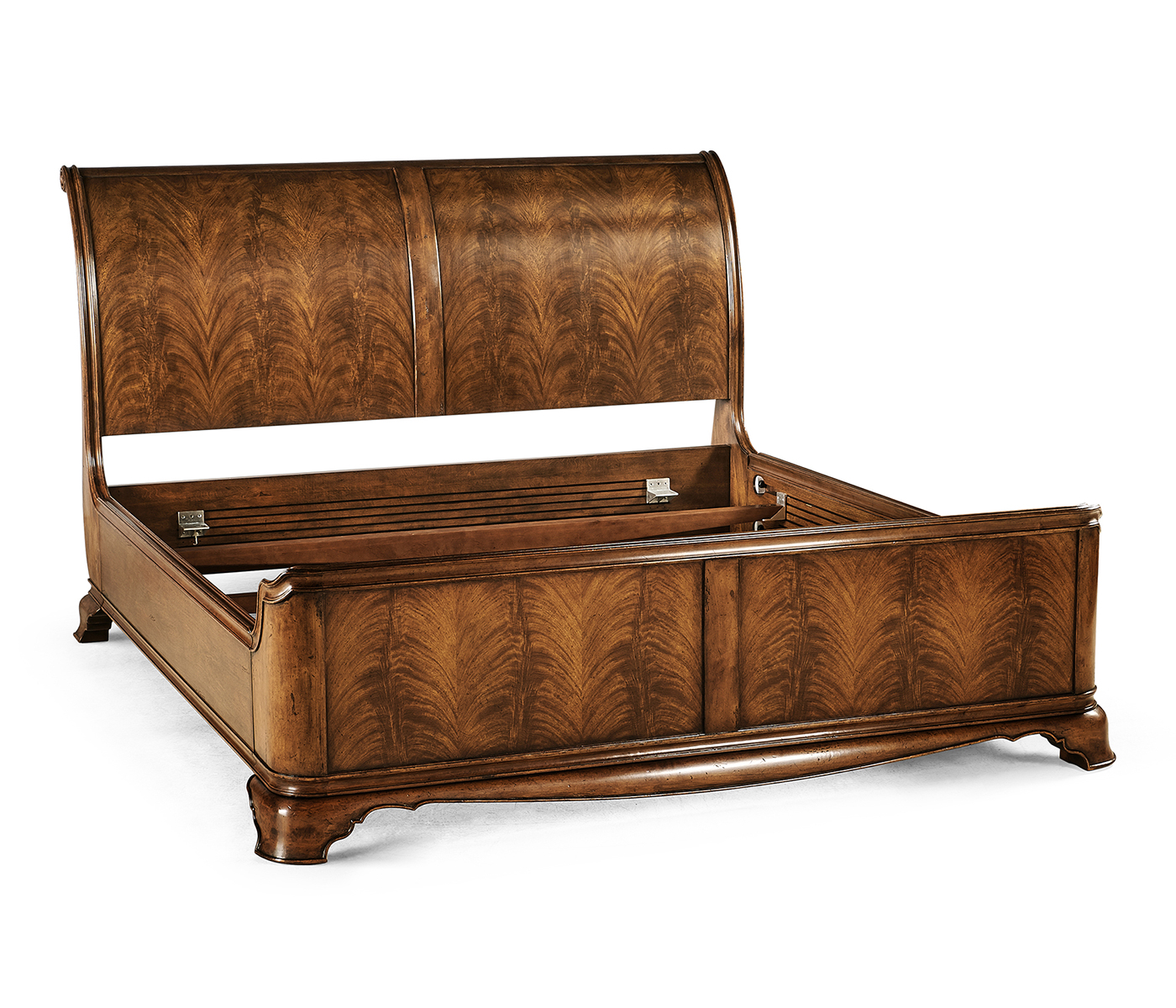 Walnut Sleigh US Queen Bed