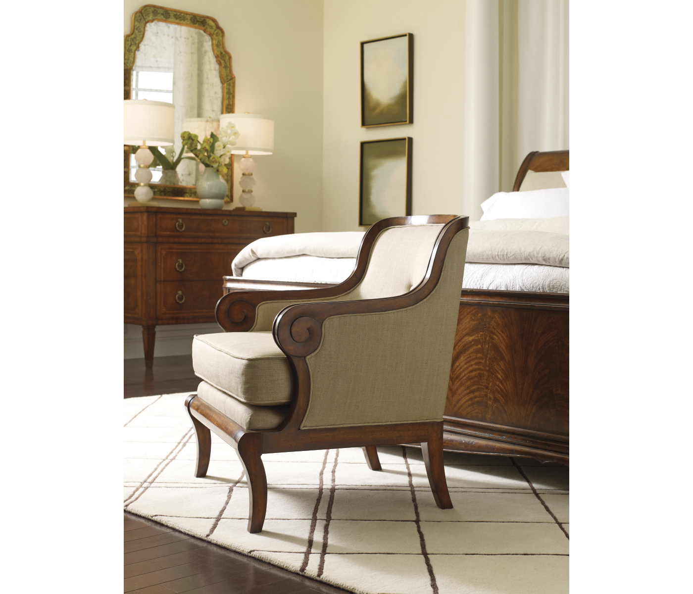 Walnut Sleigh US Queen Bed