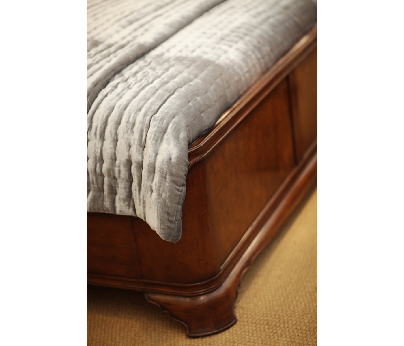 Walnut Sleigh US Queen Bed