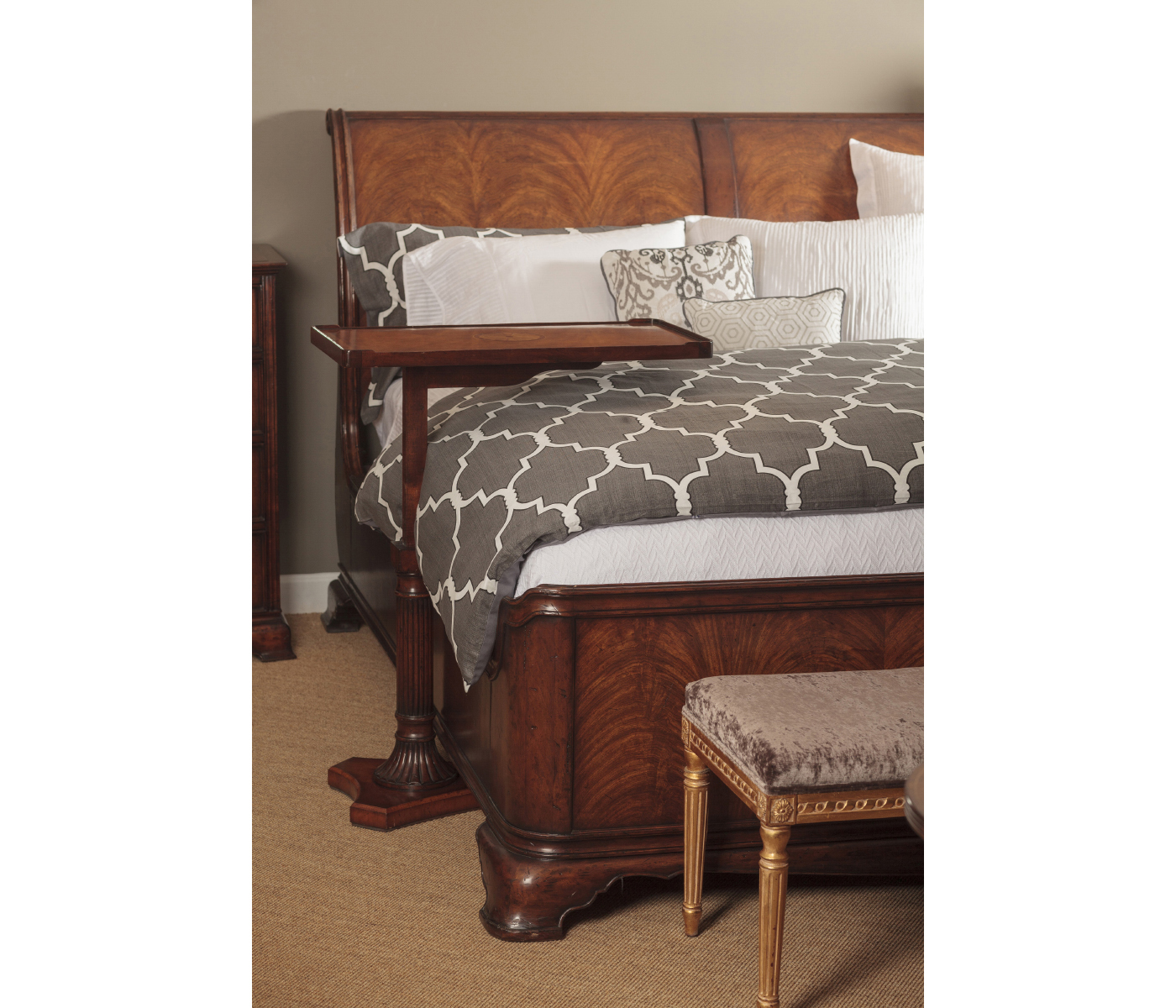 Walnut Sleigh US Queen Bed