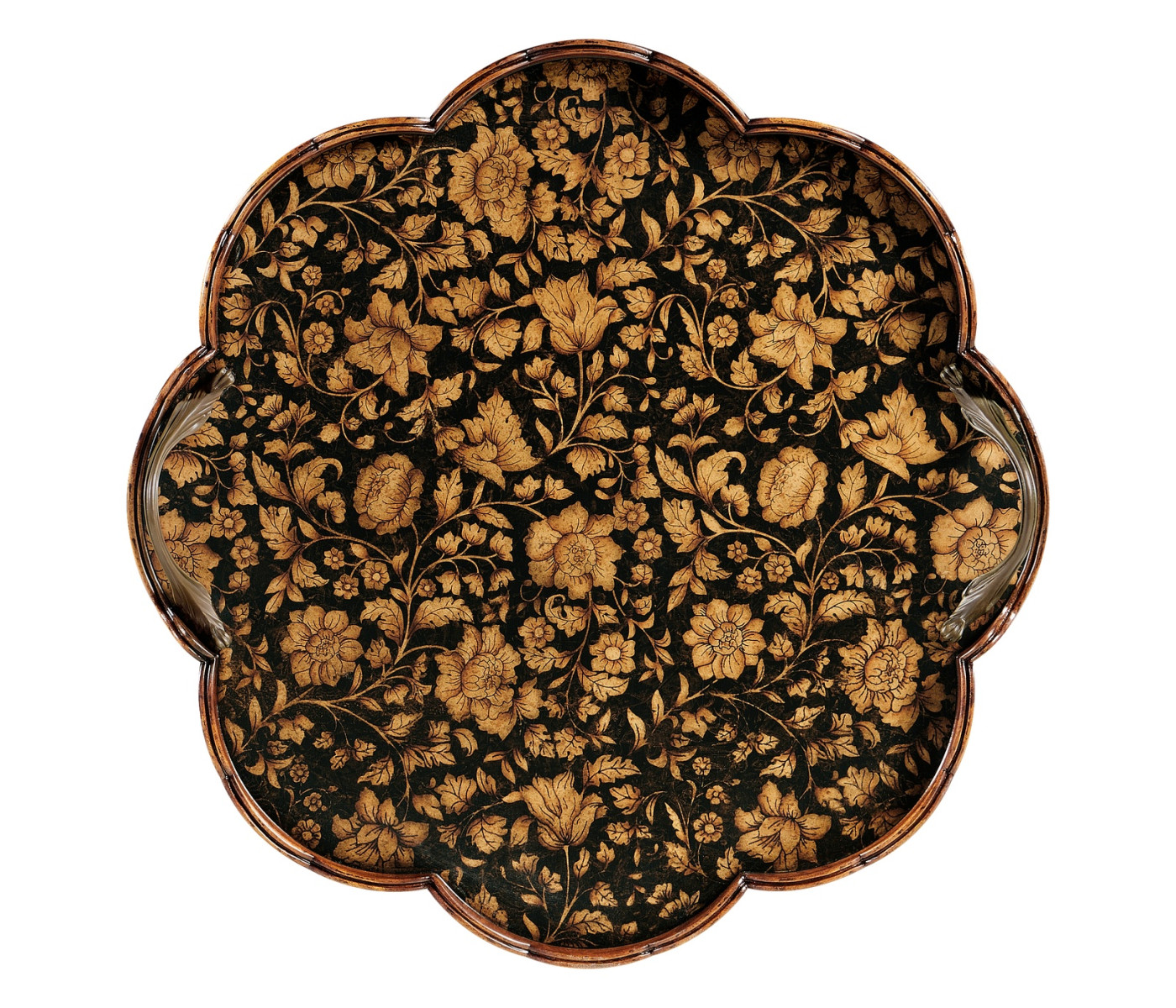 Scalloped Black Chinoiserie Tray