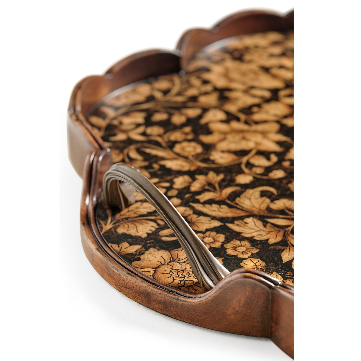 Scalloped Black Chinoiserie Tray