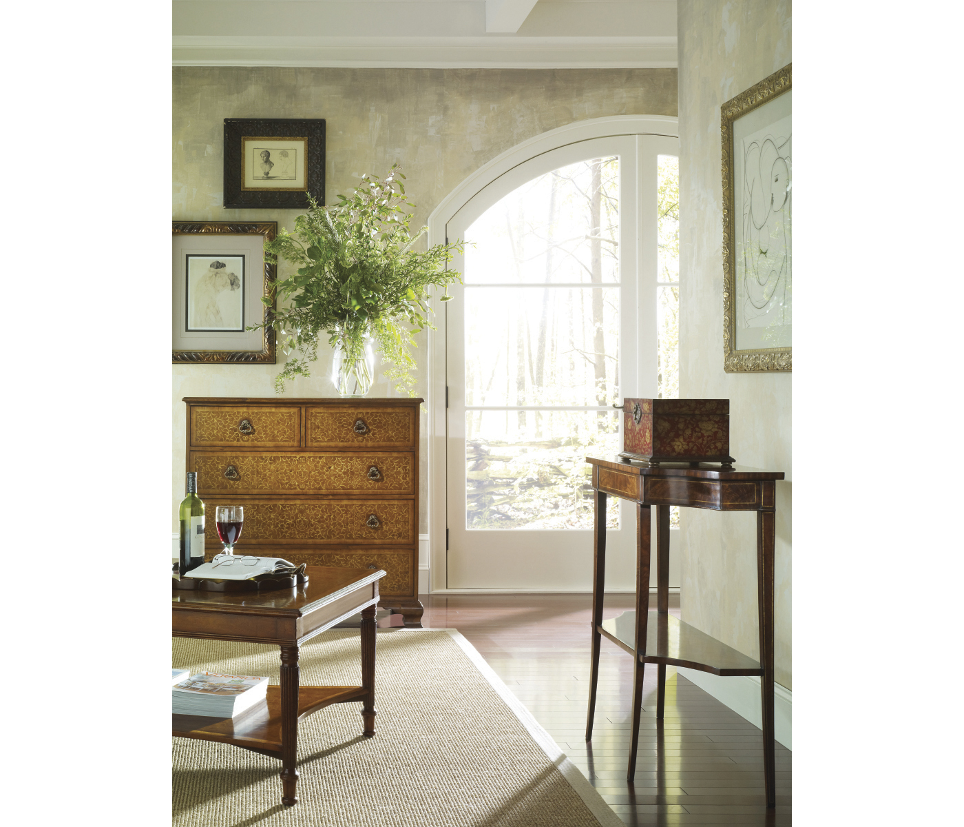 Scalloped Black Chinoiserie Tray