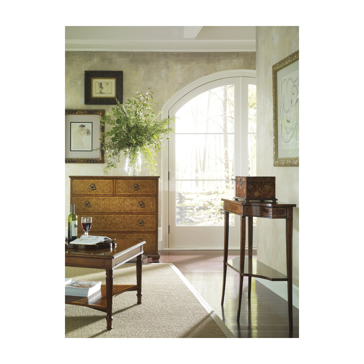 Scalloped Black Chinoiserie Tray