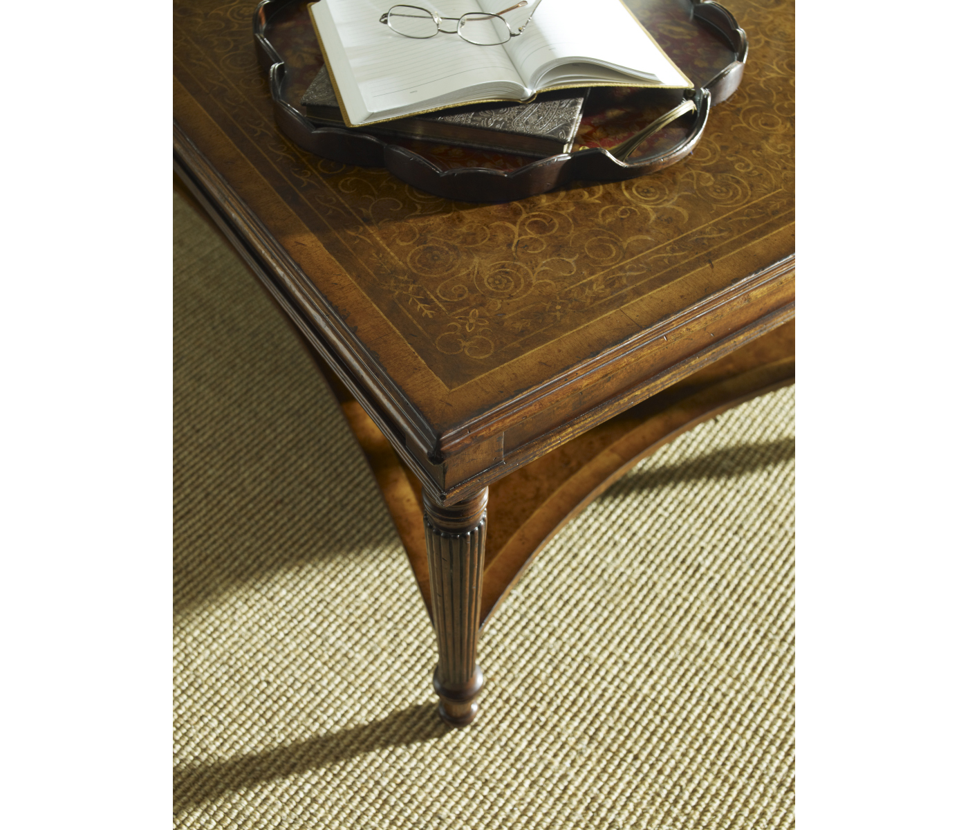 Scalloped Black Chinoiserie Tray