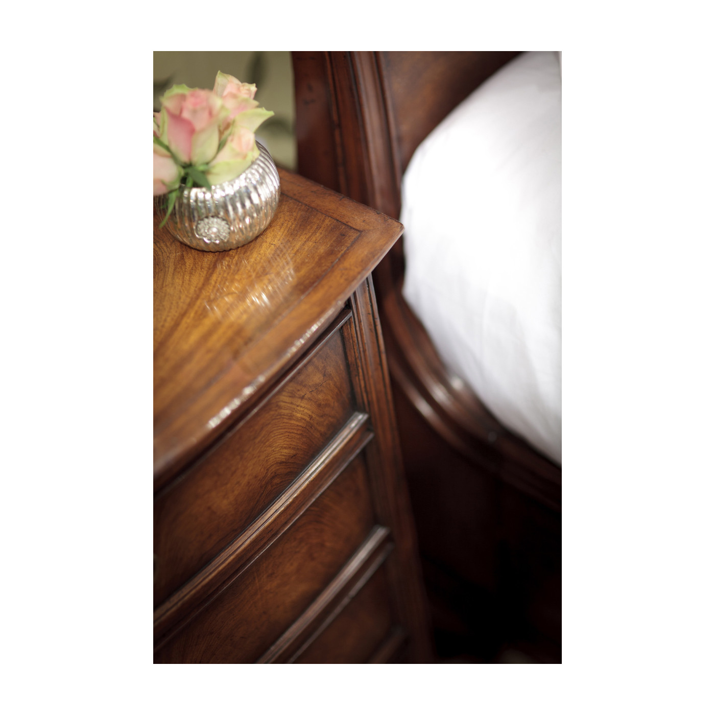 Crotch Walnut Bedside Chest of Drawers