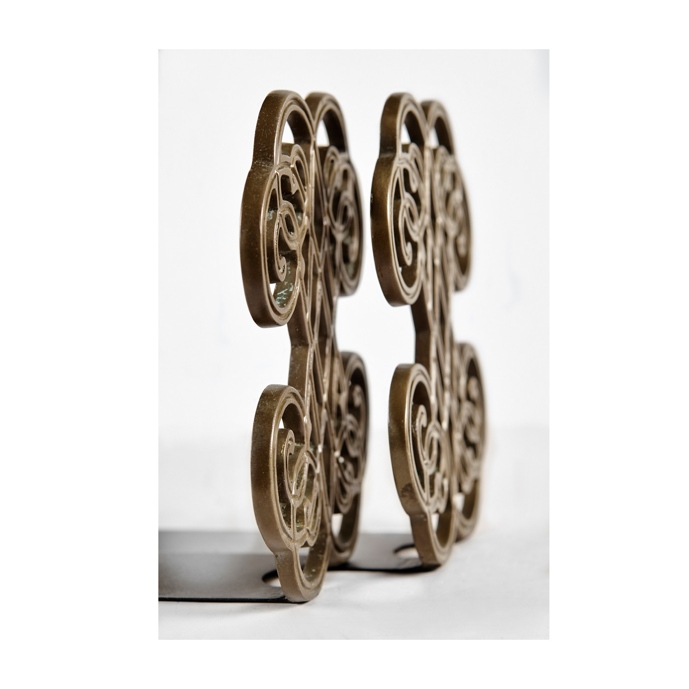 Pair of Patinated Brass Bookends