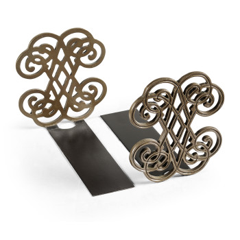 Pair of Patinated Brass Bookends