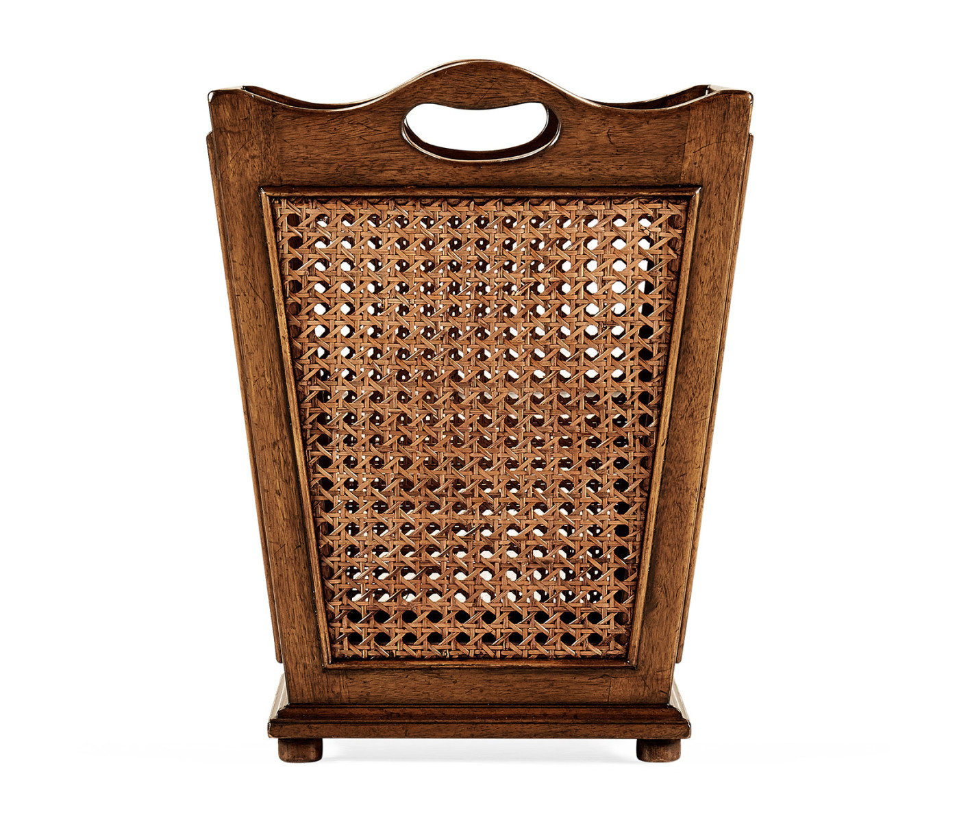 French Style Caned Walnut Waste Basket