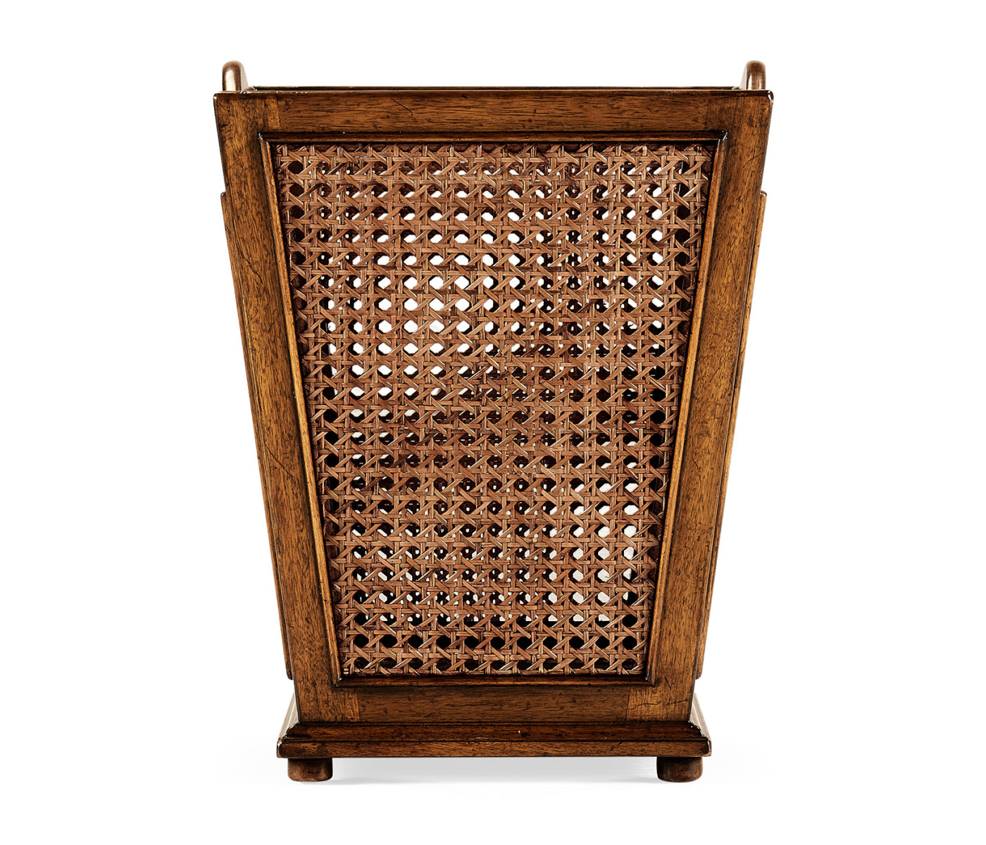 French Style Caned Walnut Waste Basket