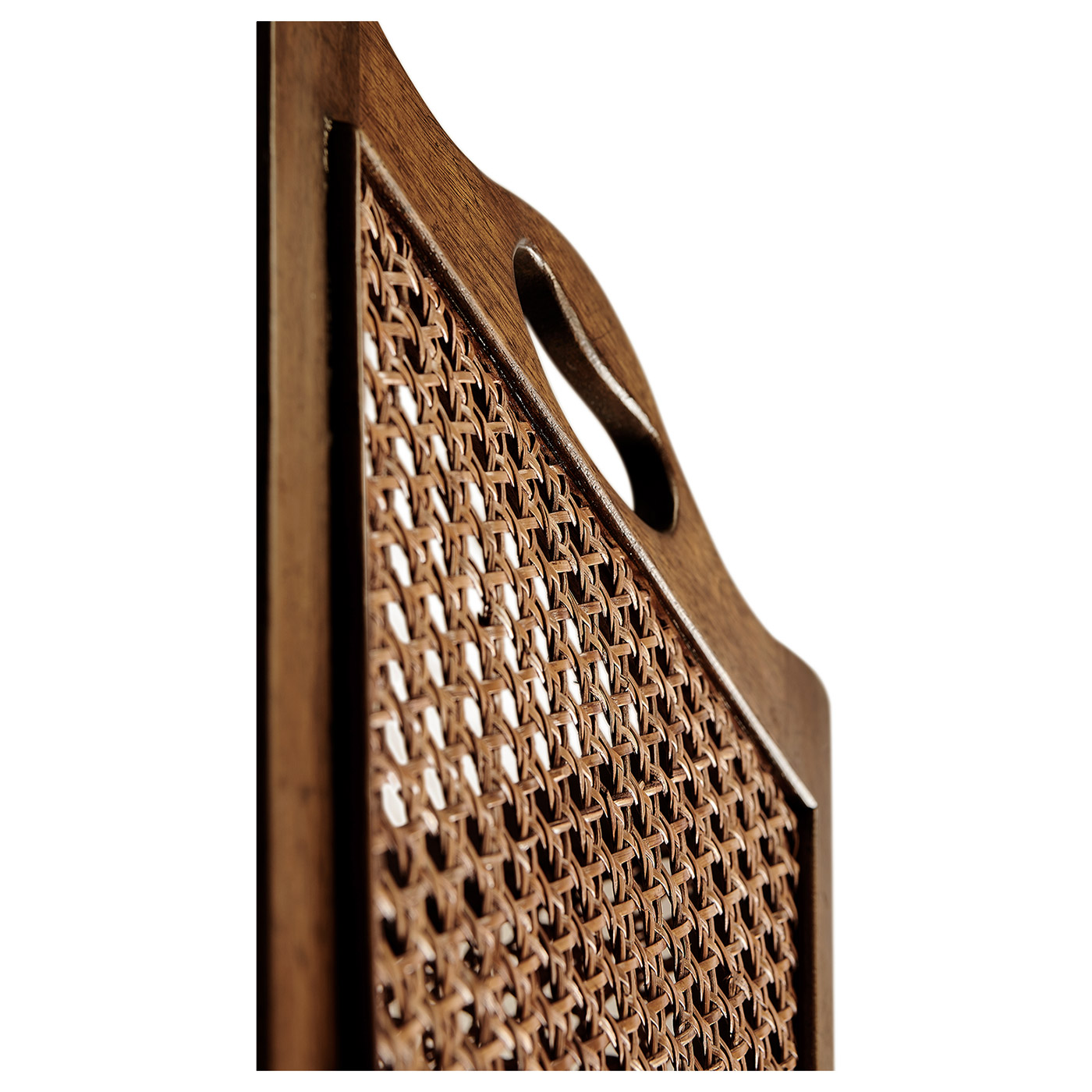 French Style Caned Walnut Waste Basket