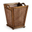 French Style Caned Walnut Waste Basket