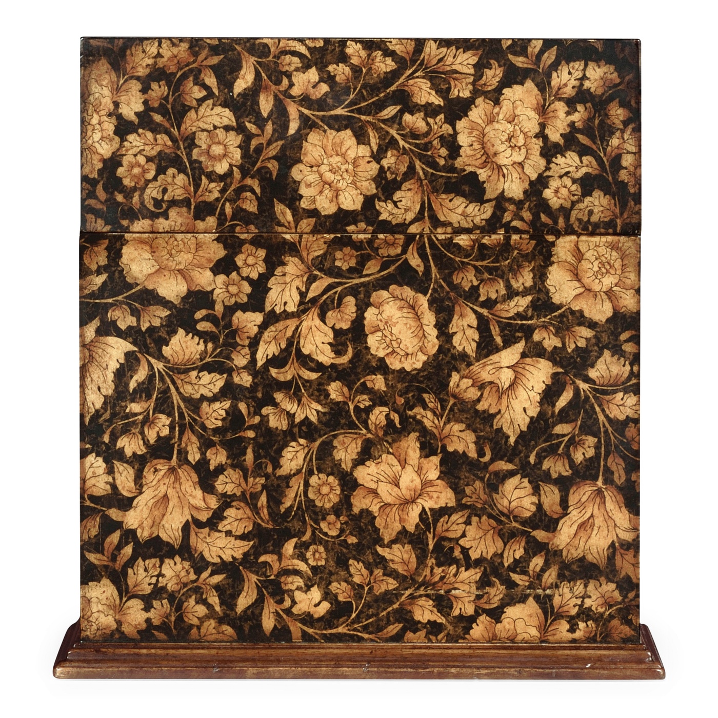 Pair of Glass Decanters & Black Chinoiserie Case