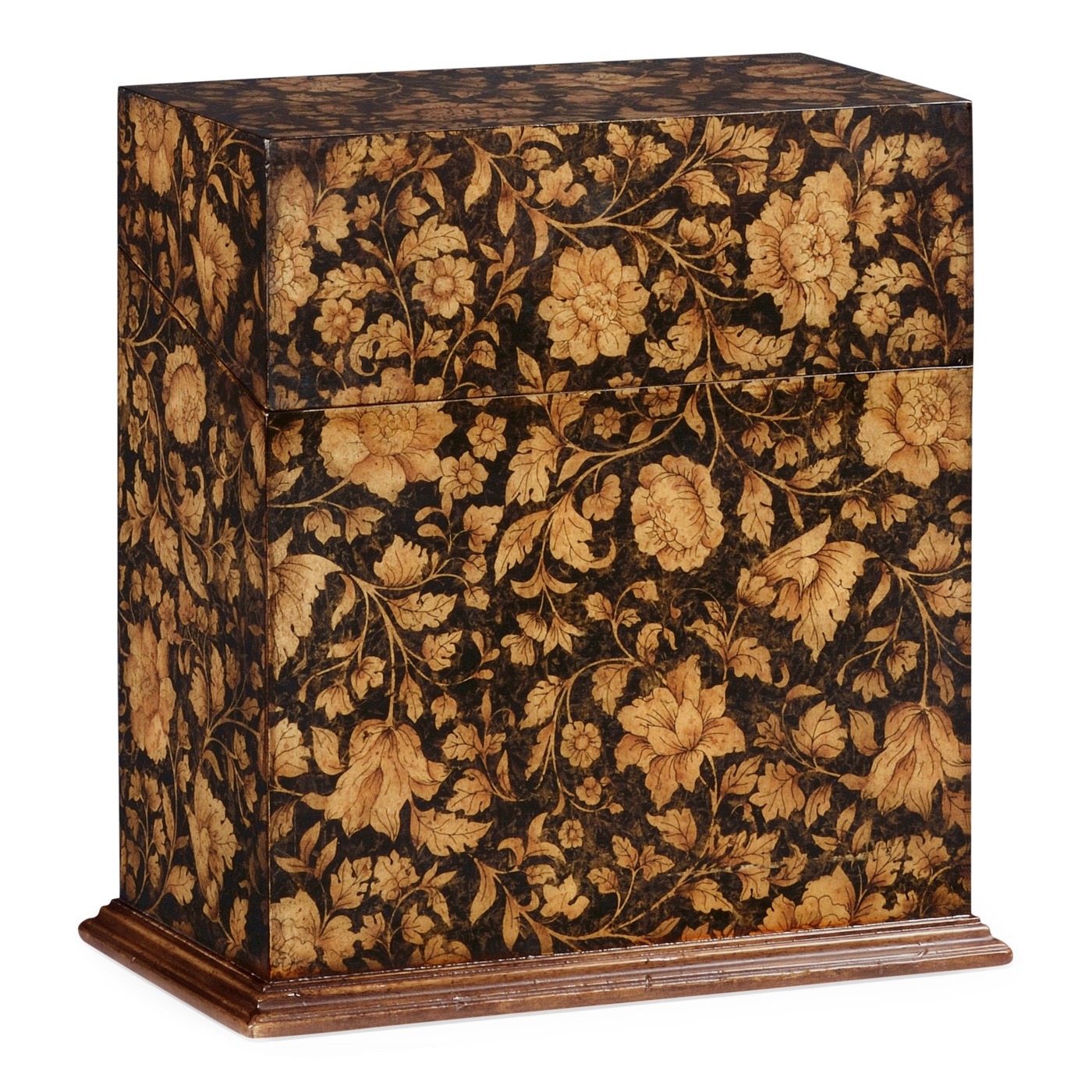 Pair of Glass Decanters & Black Chinoiserie Case