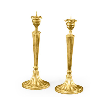 Pair of Fluted Gilded Candlesticks