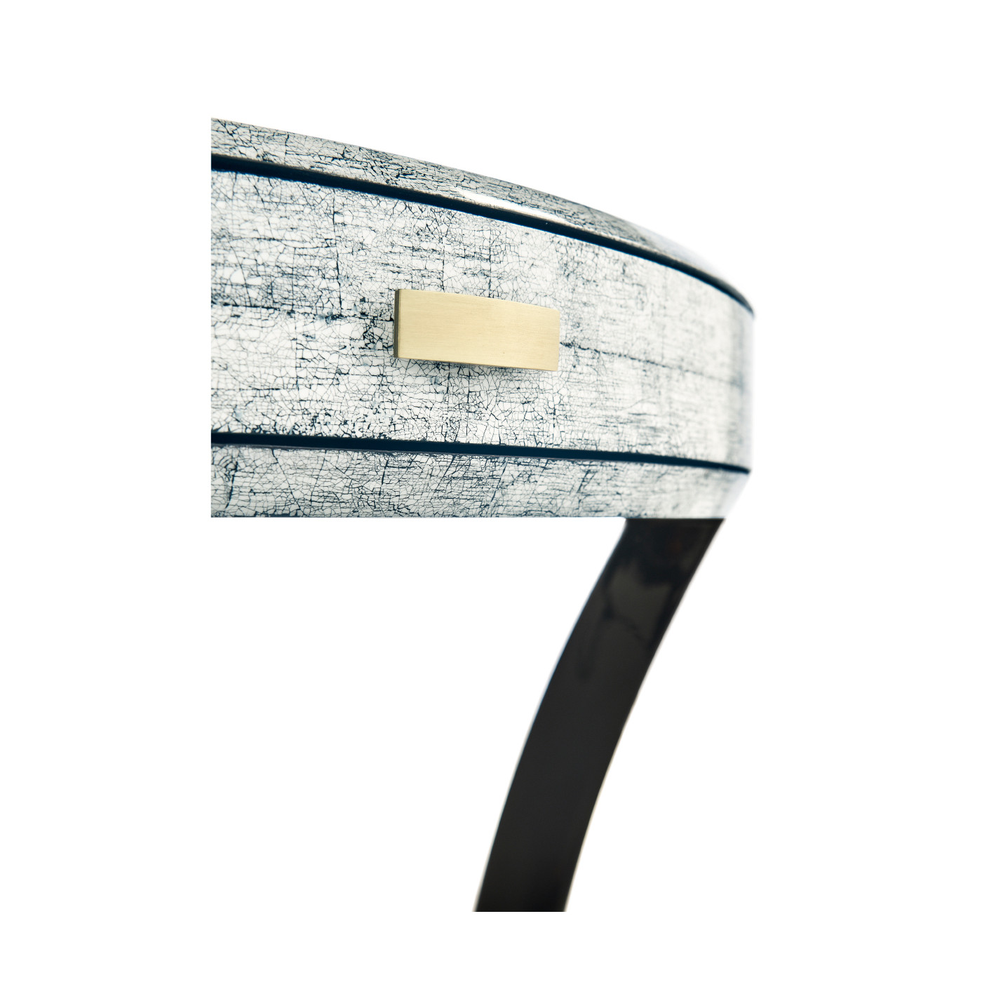 White Smoke Eggshell Round Side Table with Drawer