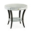 White Smoke Eggshell Round Side Table with Drawer