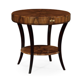 Art Deco High Lustre Round Side Table with Drawer