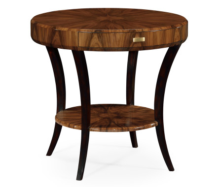 Art Deco High Lustre Round Side Table with Drawer