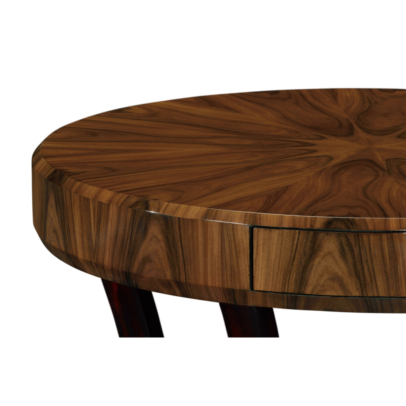 Art Deco Satin Round Side Table with Drawer